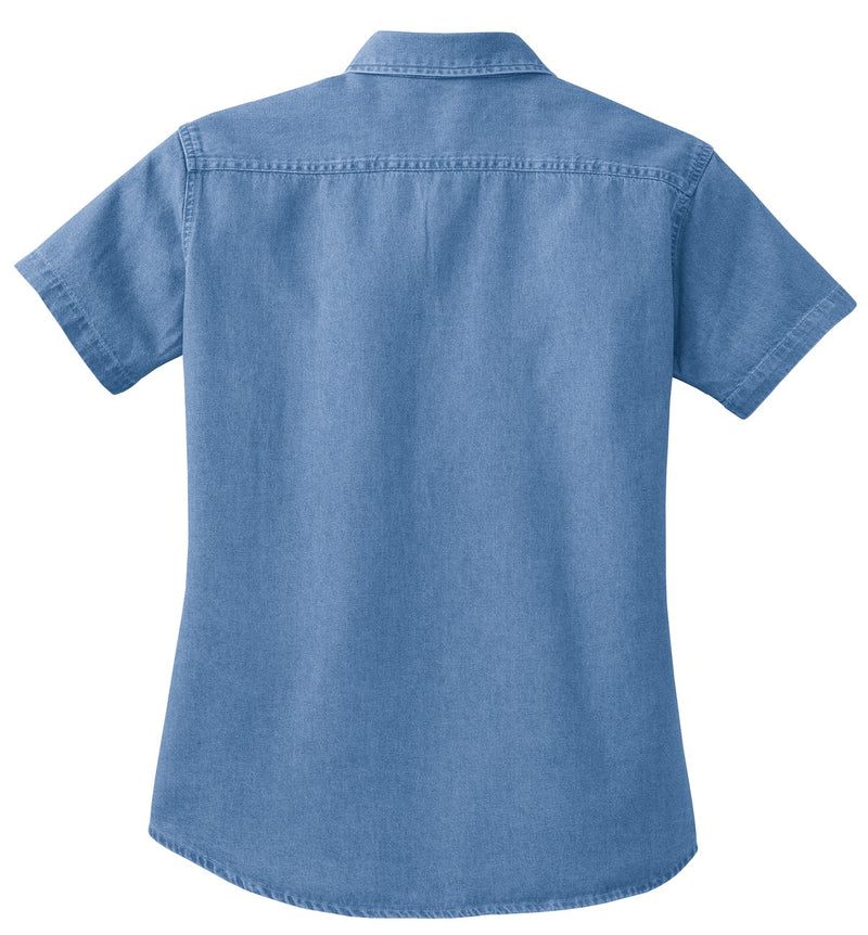 Port & Co Women's Short Sleeve Value Denim Shirt - Faded Blue