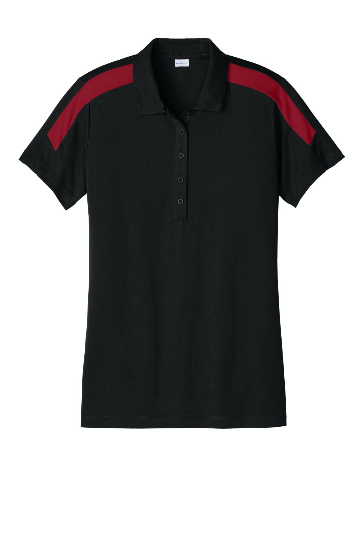 Sport-Tek Women's Competitor United Polo - Black/ Deep Red