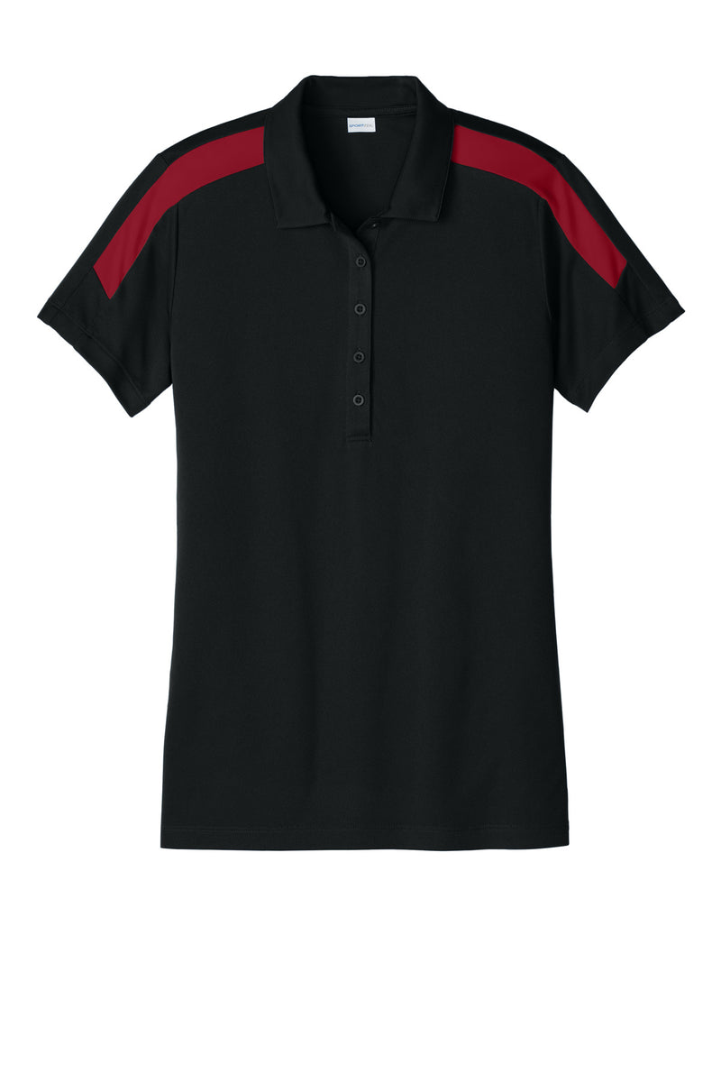 Sport-Tek Women's Competitor United Polo - Black/ Deep Red