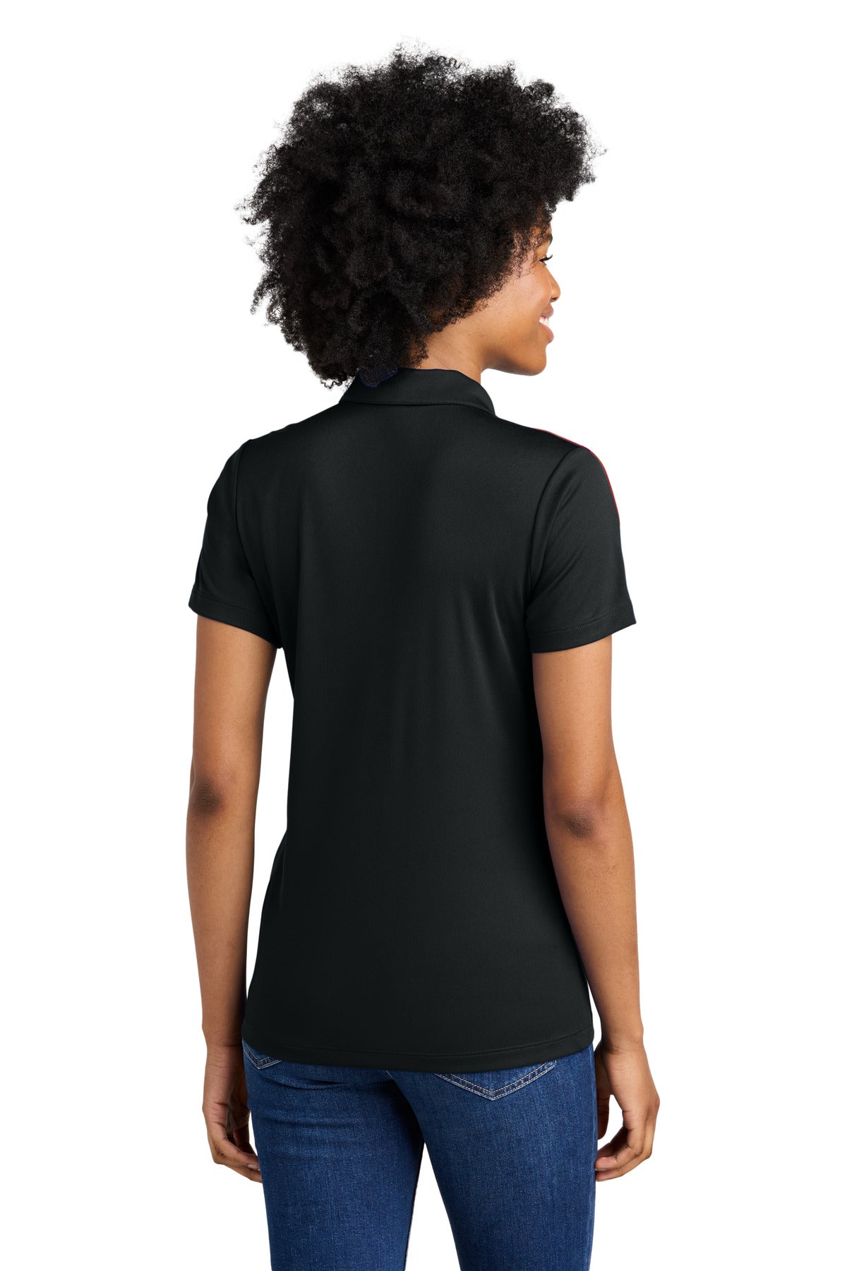Sport-Tek Women's Competitor United Polo - Black/ Deep Red