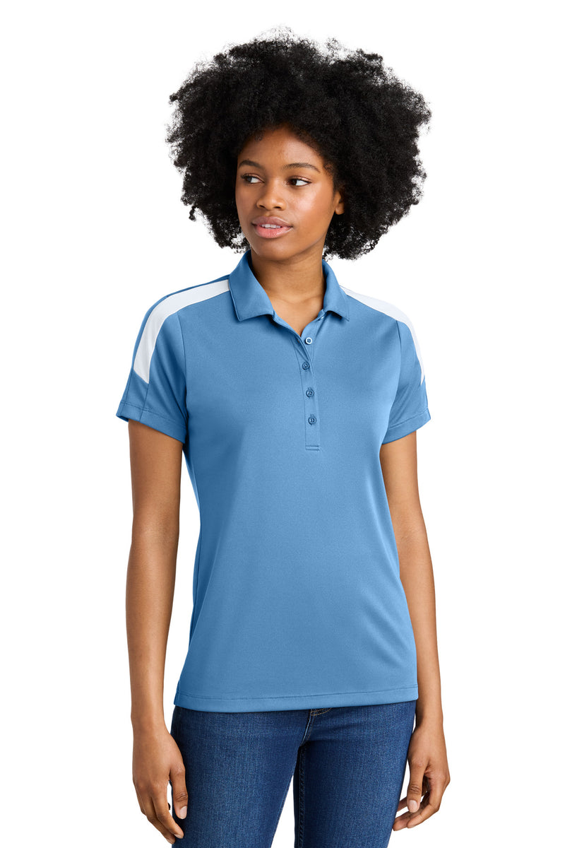 Sport-Tek Women's Competitor United Polo - Carolina Blue/ White