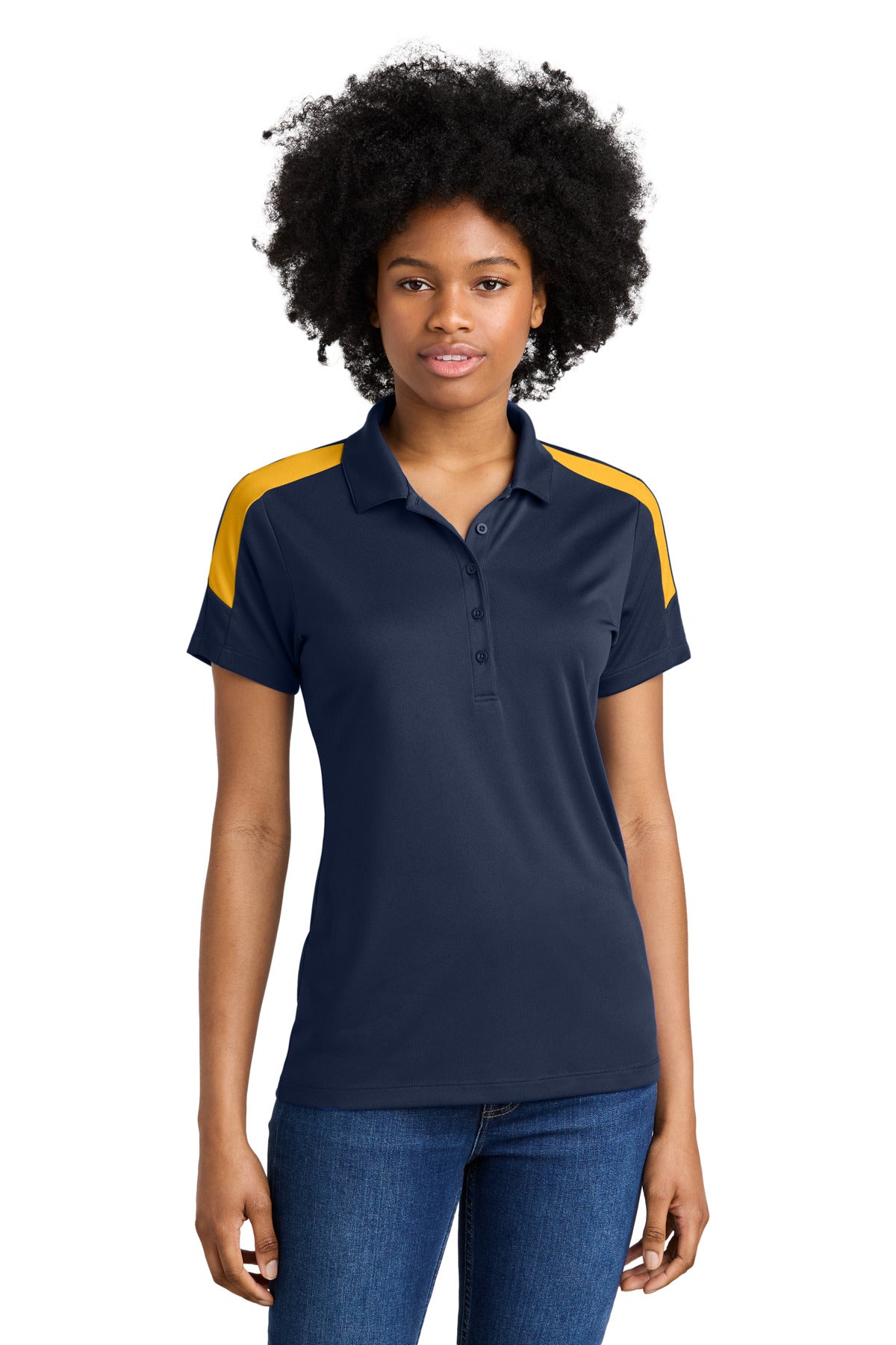 Sport-Tek Women's Competitor United Polo - True Navy/ Gold