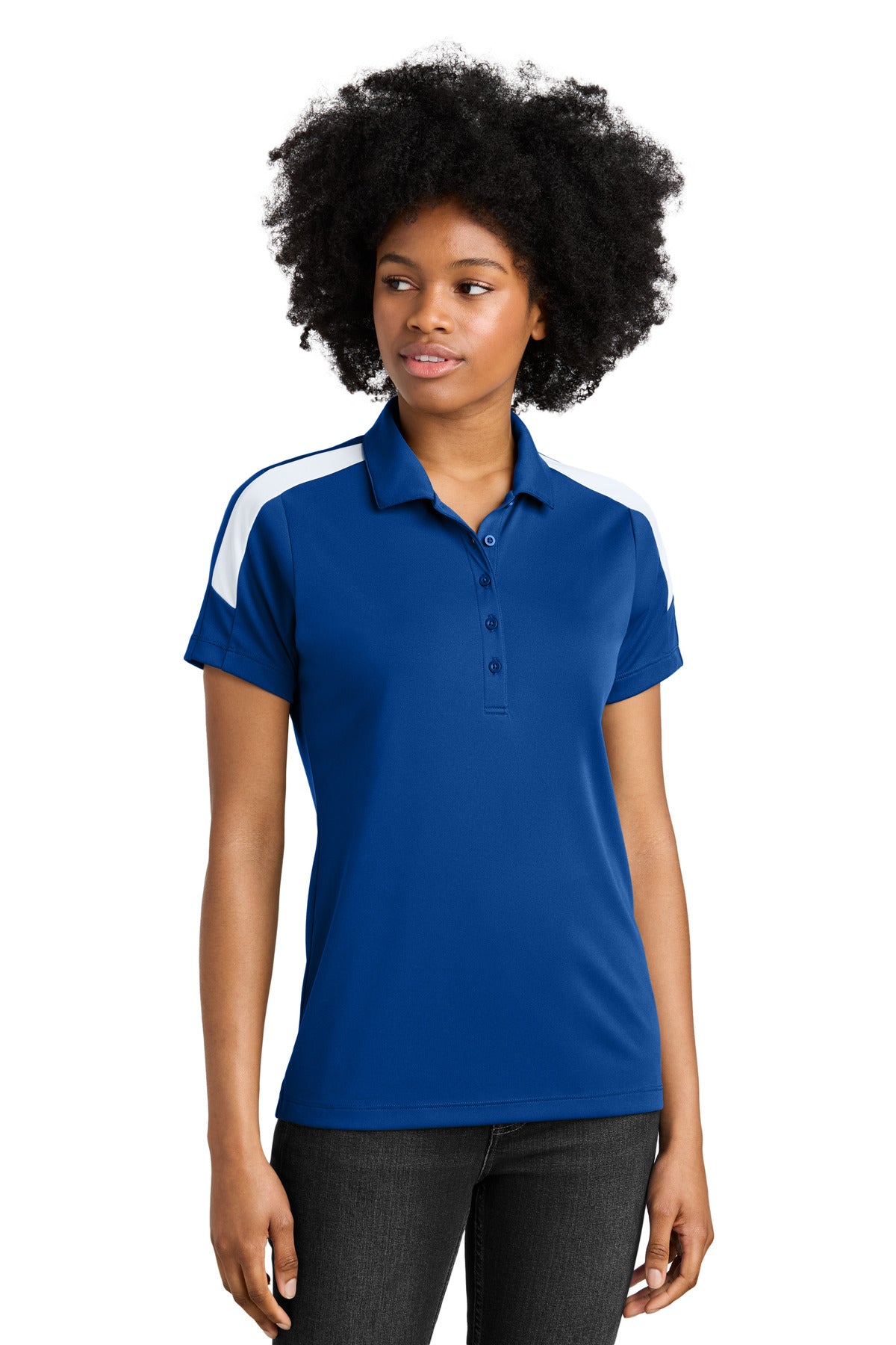 Sport-Tek Women's Competitor United Polo - True Royal/ White