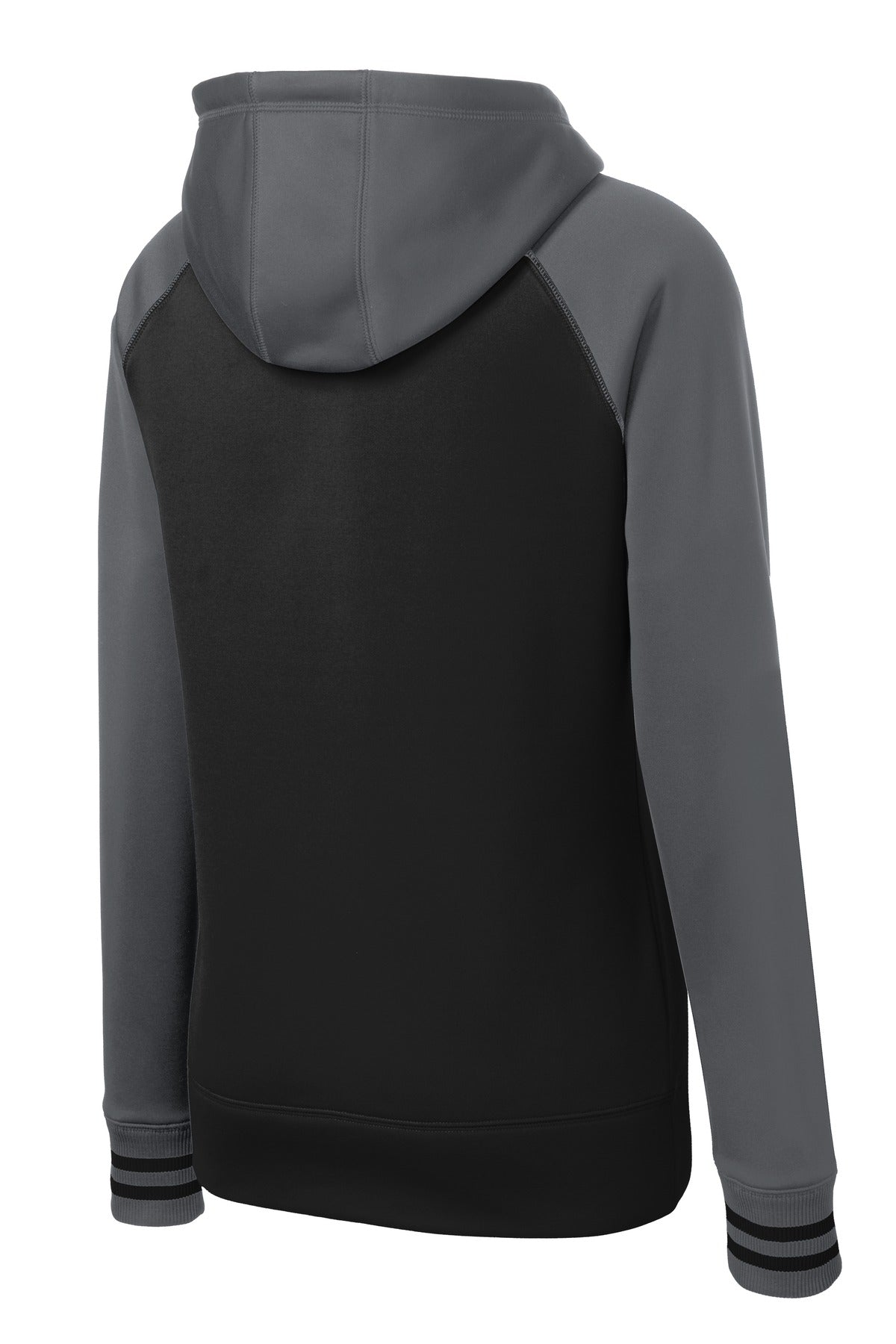 Sport-Tek Women's Sport-Wick Varsity Fleece Full-Zip Hooded Jacket - Black/ Dark Smoke Grey