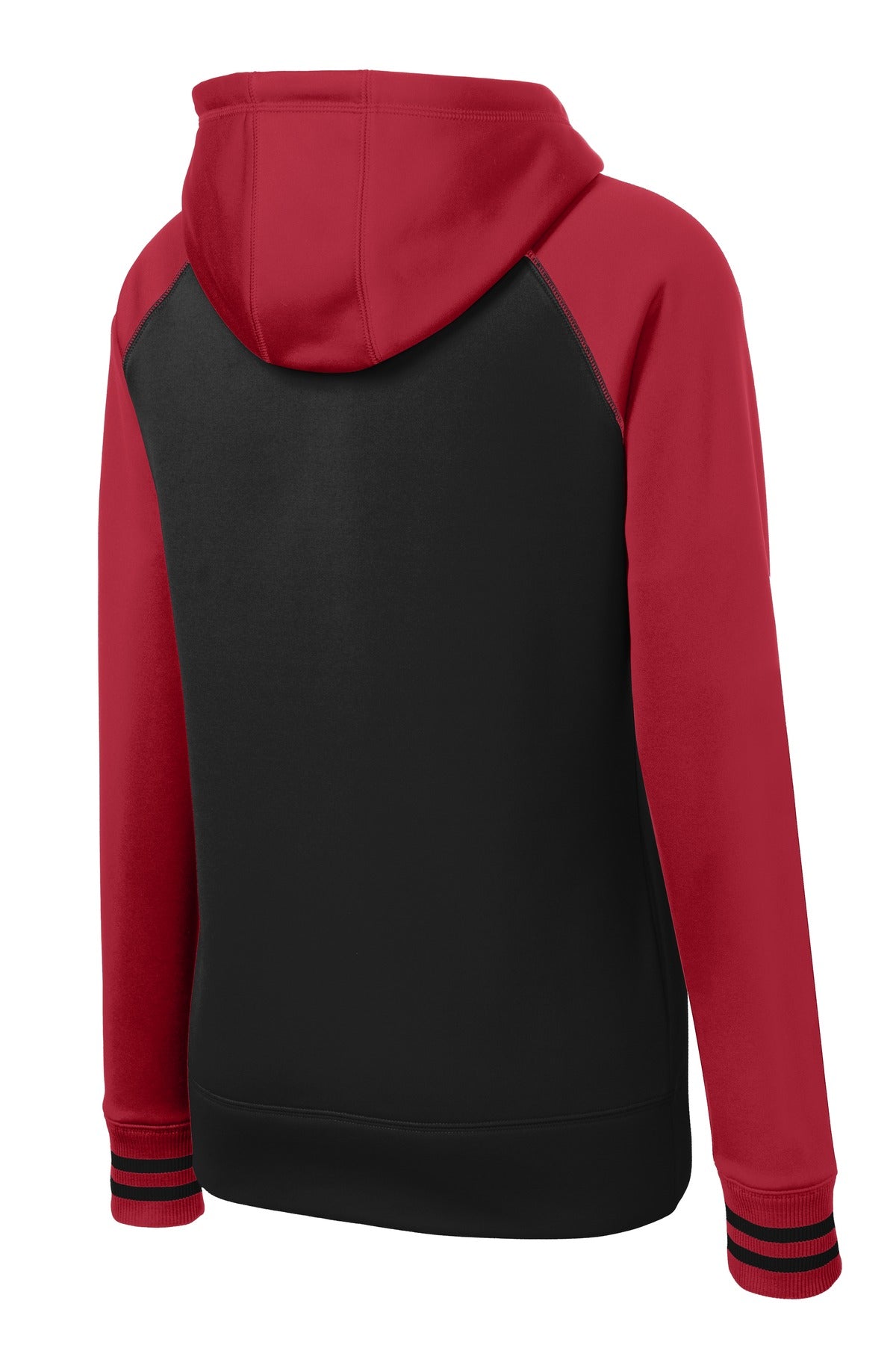 Sport-Tek Women's Sport-Wick Varsity Fleece Full-Zip Hooded Jacket - Black/ Deep Red