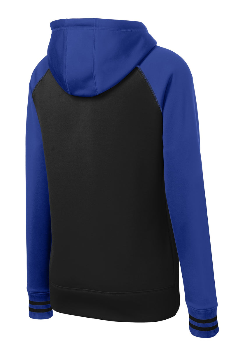 Sport-Tek Women's Sport-Wick Varsity Fleece Full-Zip Hooded Jacket - Black/ True Royal
