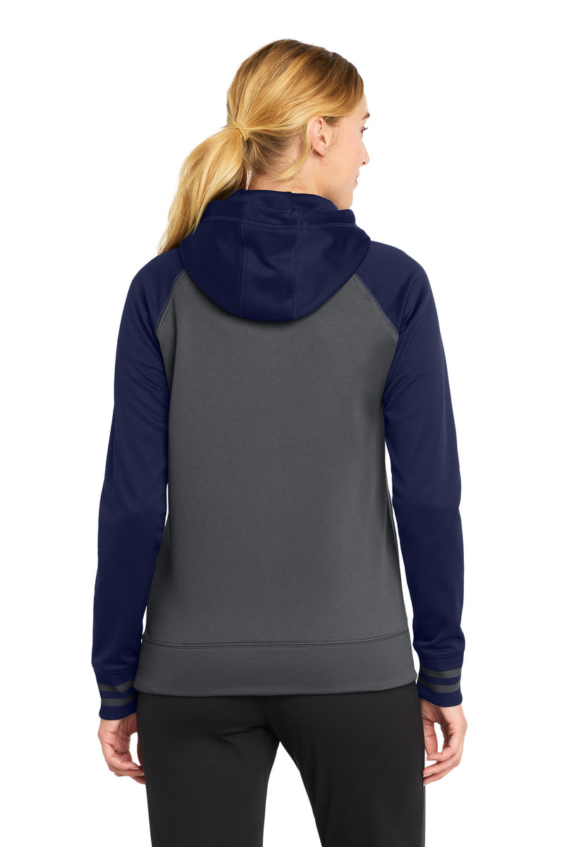 Sport-Tek Women's Sport-Wick Varsity Fleece Full-Zip Hooded Jacket - Dark Smoke Grey/ Navy