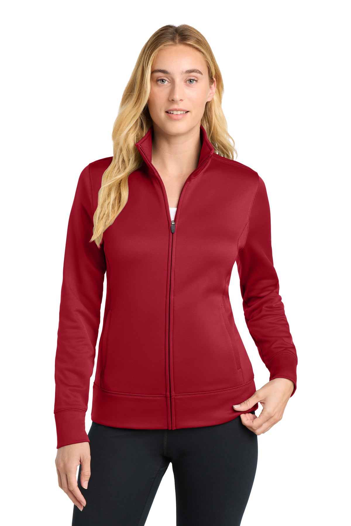 Sport-Tek Women's Sport-Wick Fleece Full-Zip Jacket - Deep Red