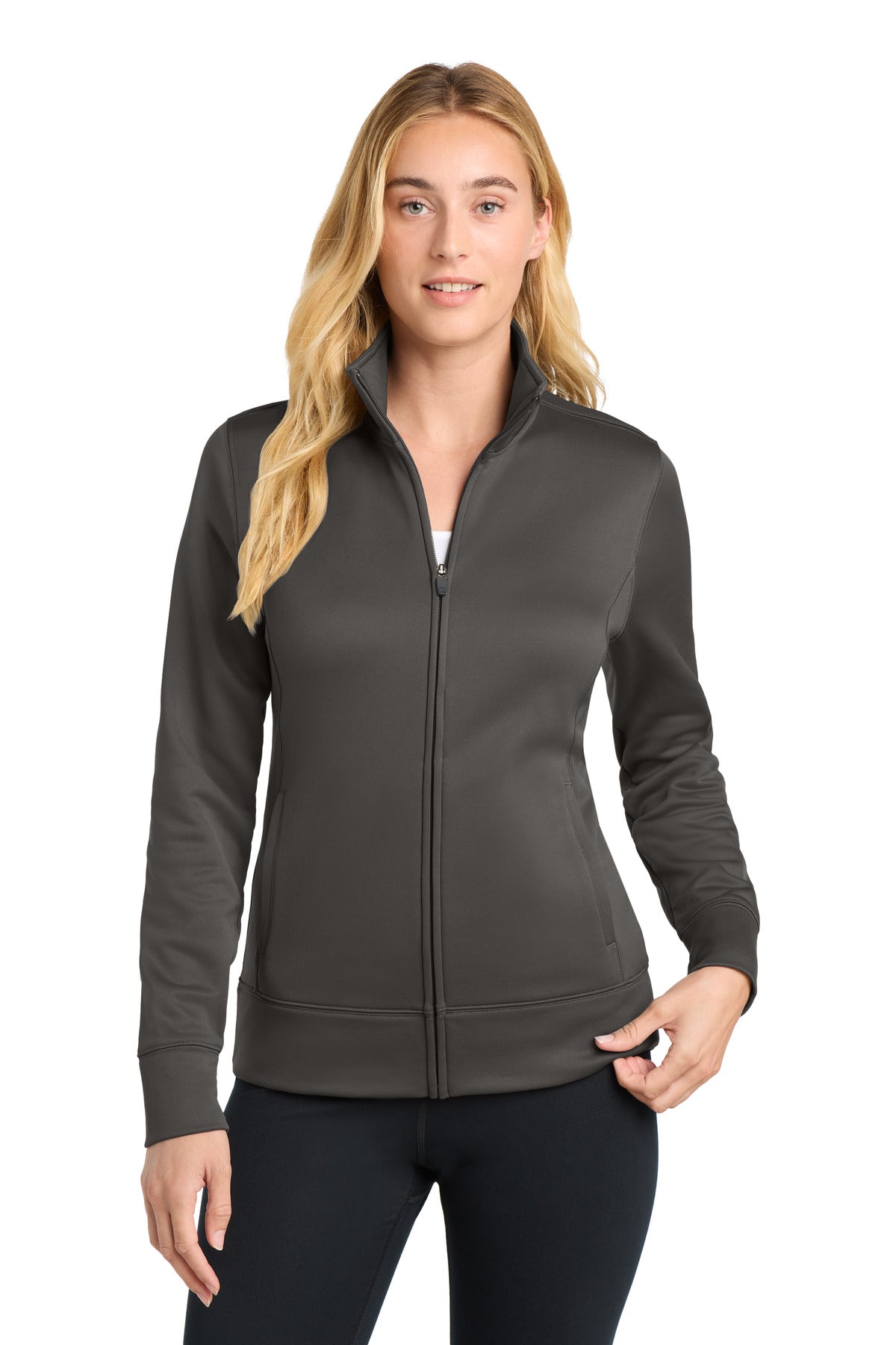 Sport-Tek Women's Sport-Wick Fleece Full-Zip Jacket - Iron Grey