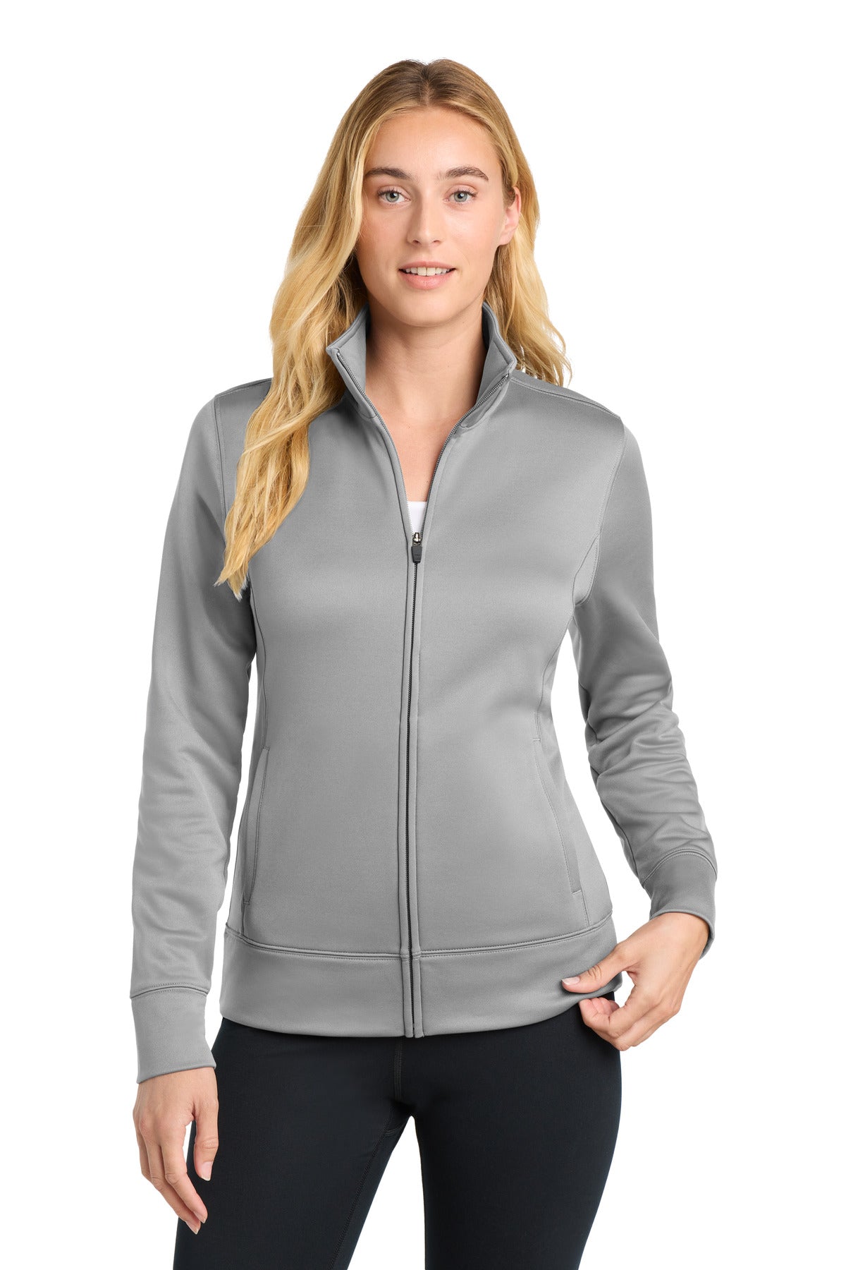 Sport-Tek Women's Sport-Wick Fleece Full-Zip Jacket - Silver