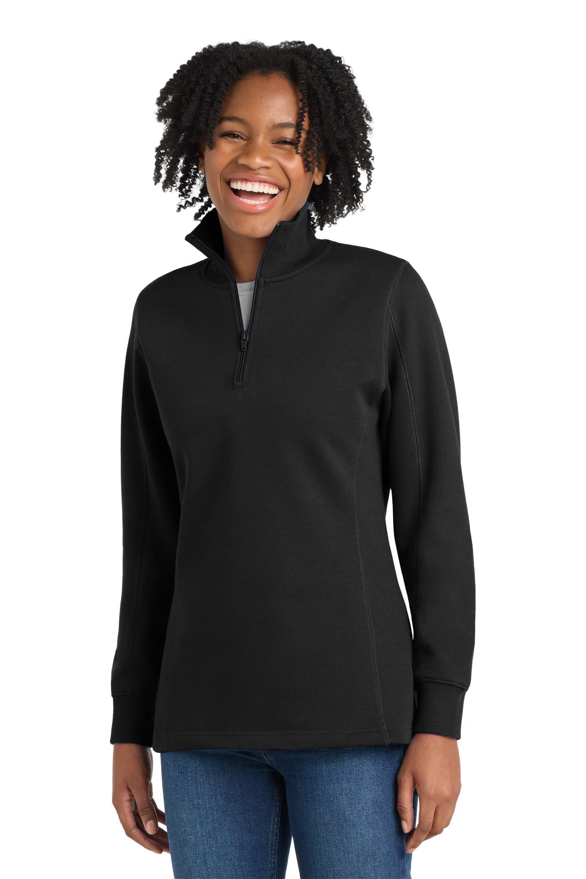 Sport-Tek Women's 1/4-Zip Sweatshirt - Black