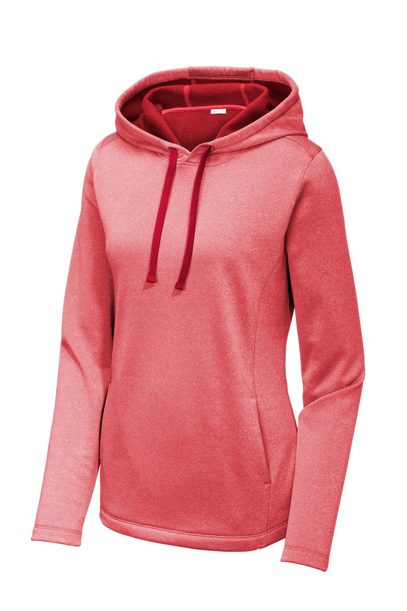 Sport-Tek  Women's PosiCharge  Sport-Wick  Heather Fleece Hooded Pullover - Deep Red Heather