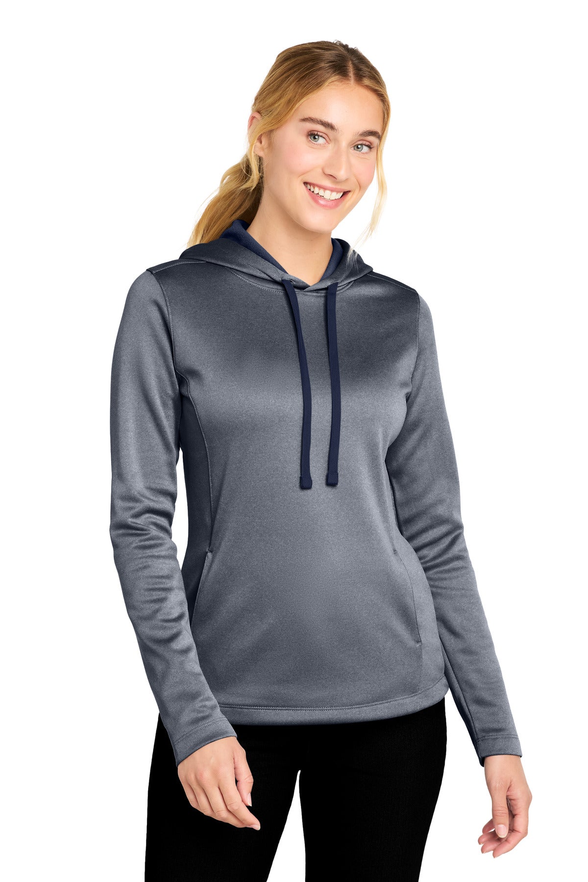Sport-Tek  Women's PosiCharge  Sport-Wick  Heather Fleece Hooded Pullover - True Navy Heather