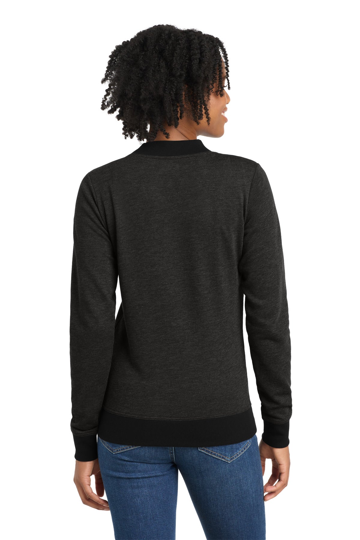 Sport-Tek  Women's Lightweight French Terry Bomber - Heather Black