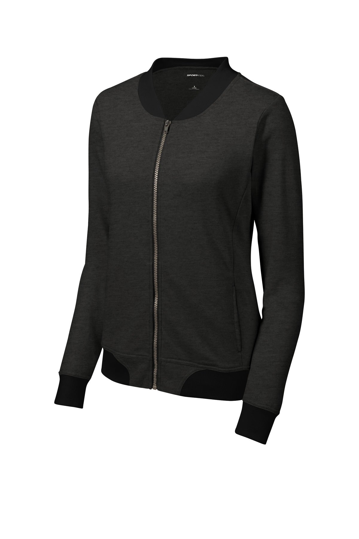 Sport-Tek  Women's Lightweight French Terry Bomber - Heather Black