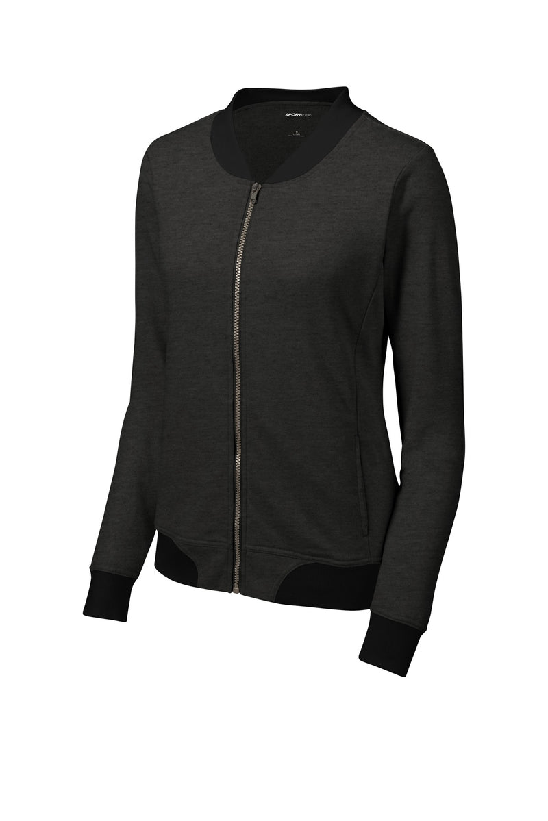 Sport-Tek  Women's Lightweight French Terry Bomber - Heather Black