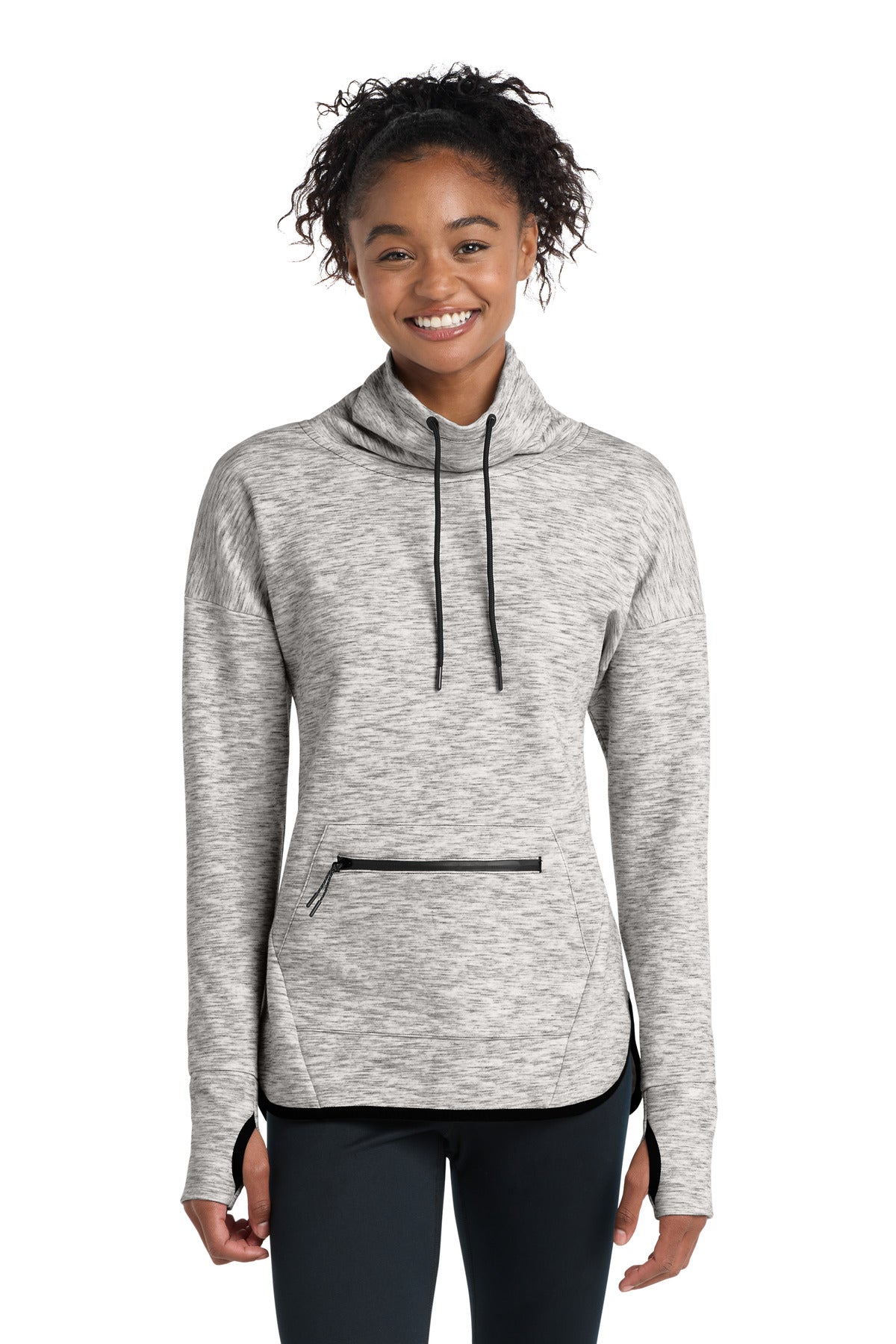 Sport-Tek Women's Triumph Cowl Neck Pullover - Athletic Heather