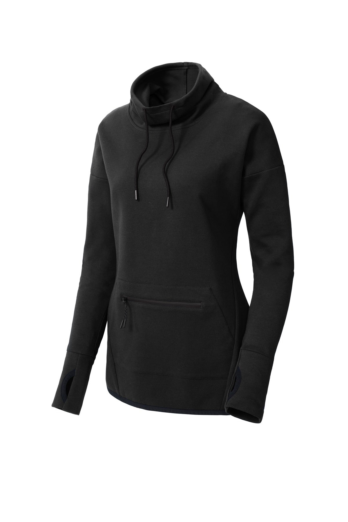 Sport-Tek Women's Triumph Cowl Neck Pullover - Black