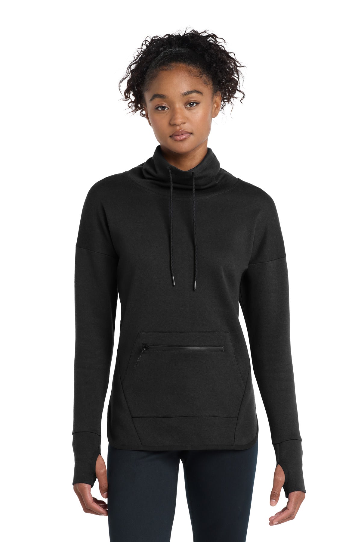 Sport-Tek Women's Triumph Cowl Neck Pullover - Black