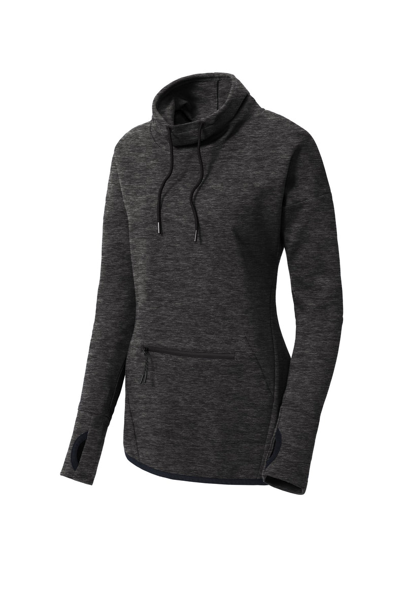 Sport-Tek Women's Triumph Cowl Neck Pullover - Black Heather