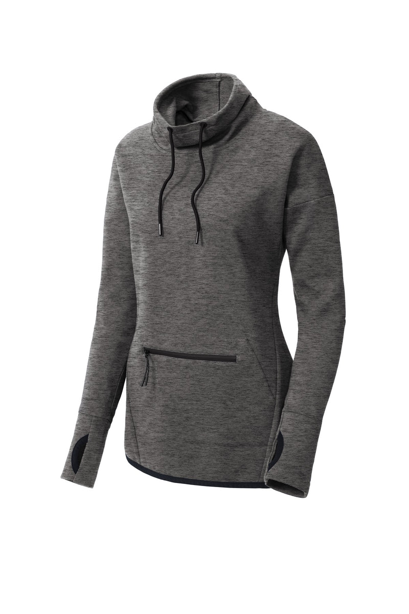 Sport-Tek Women's Triumph Cowl Neck Pullover - Dark Grey Heather