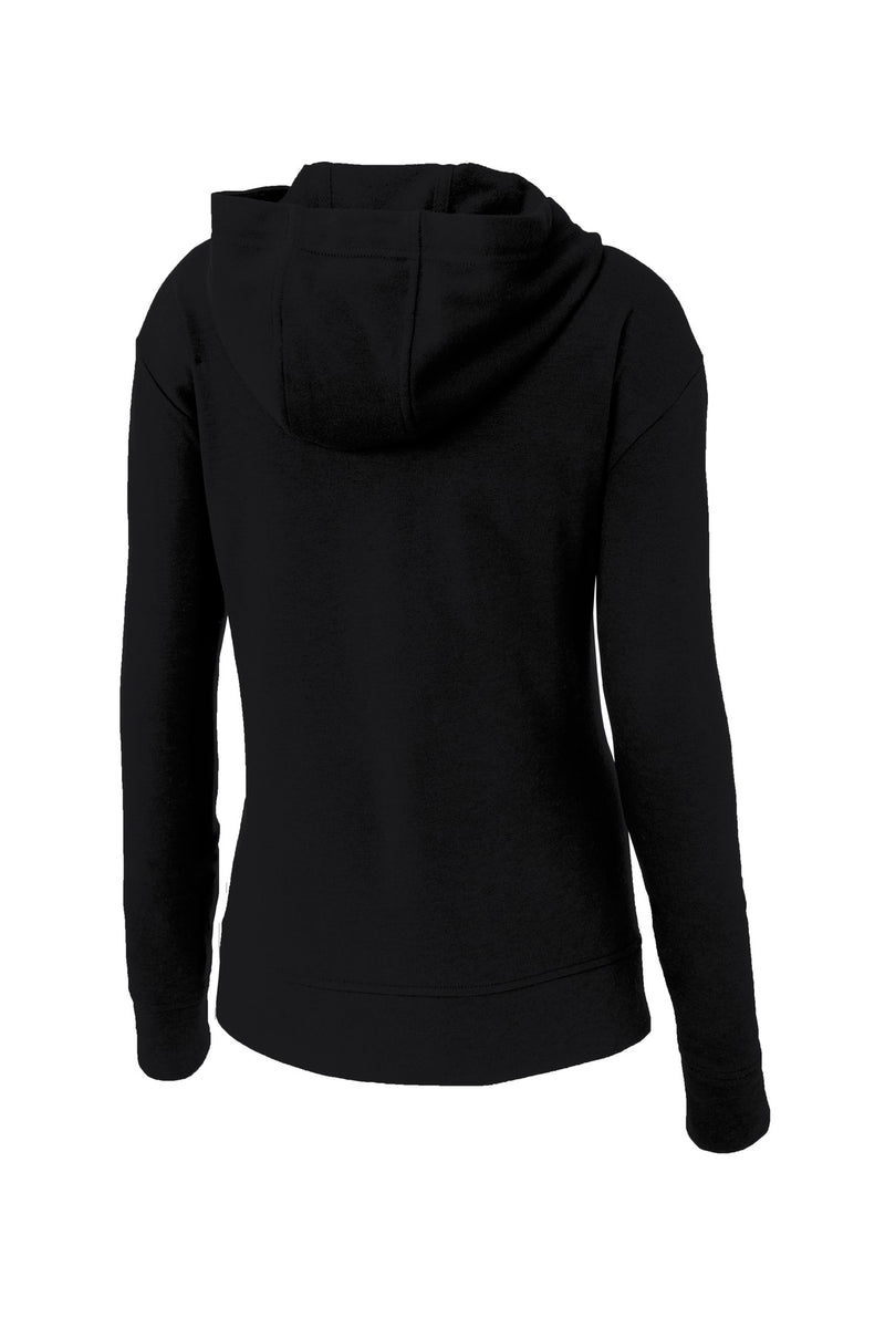 Sport-Tek  Women's PosiCharge  Tri-Blend Wicking Fleece Full-Zip Hooded Jacket - Black Triad Solid