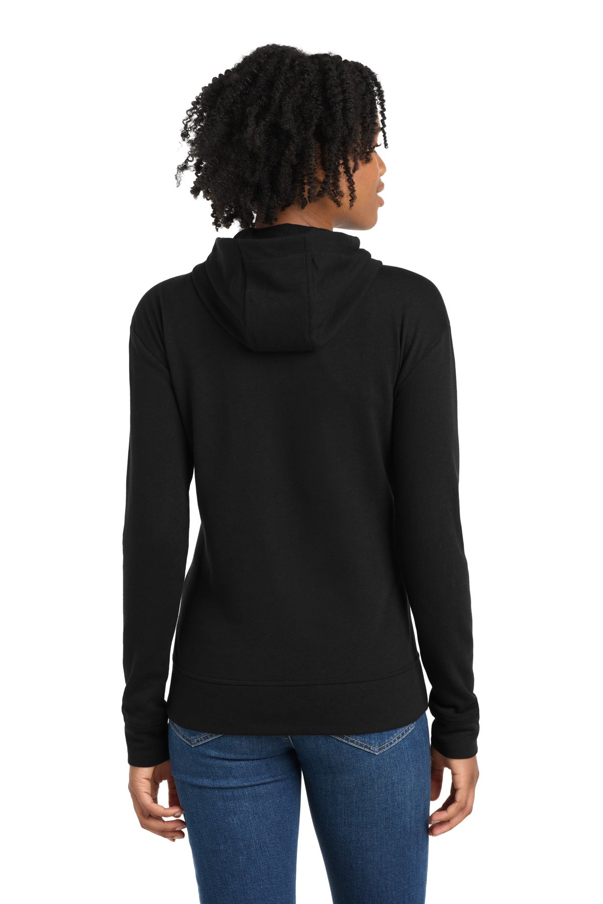 Sport-Tek  Women's PosiCharge  Tri-Blend Wicking Fleece Full-Zip Hooded Jacket - Black Triad Solid