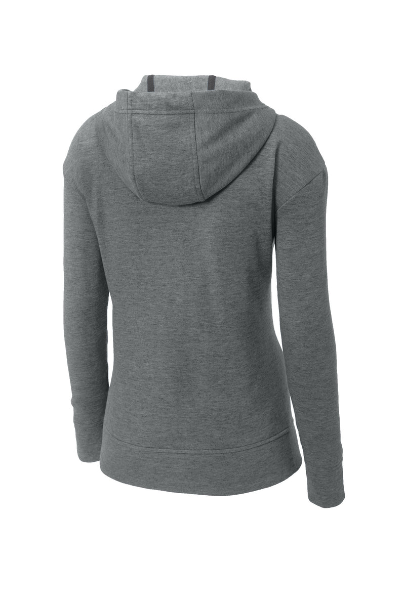 Sport-Tek  Women's PosiCharge  Tri-Blend Wicking Fleece Full-Zip Hooded Jacket - Dark Grey Heather
