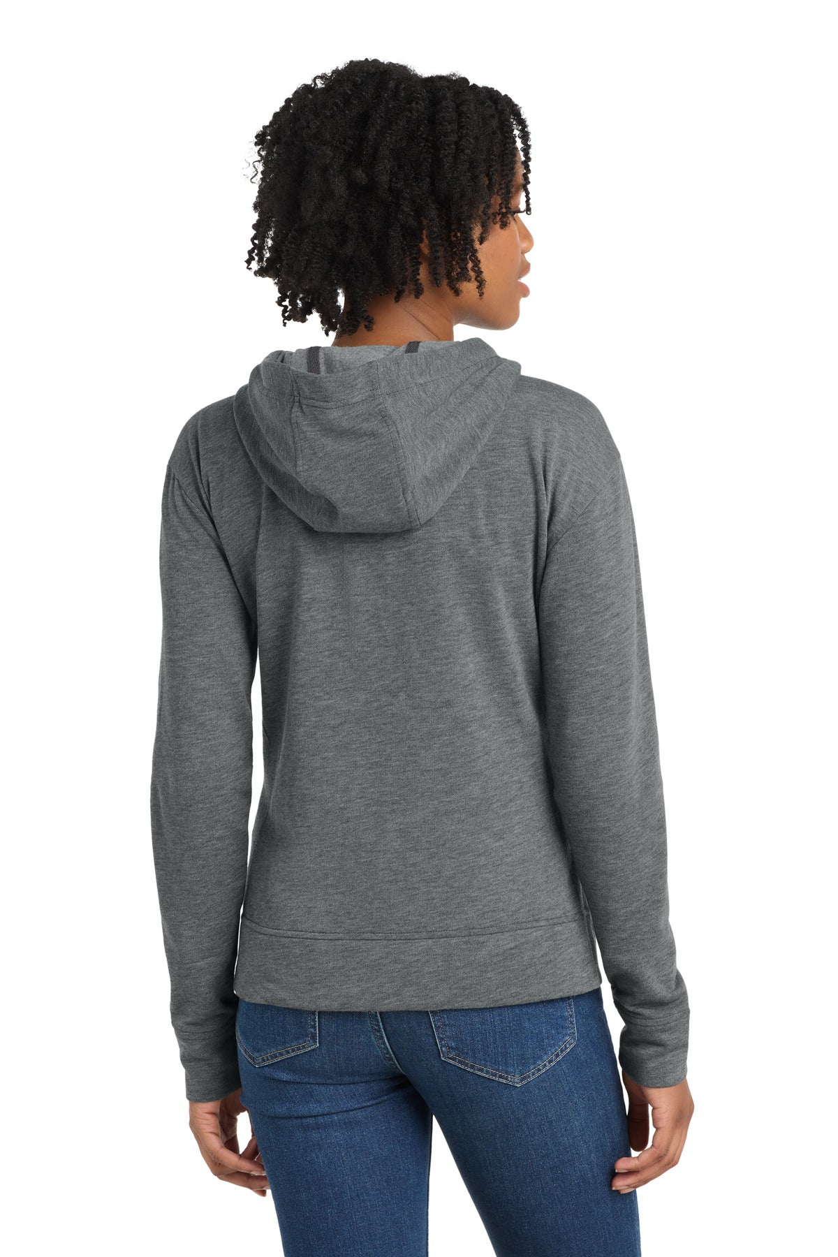 Sport-Tek  Women's PosiCharge  Tri-Blend Wicking Fleece Full-Zip Hooded Jacket - Dark Grey Heather
