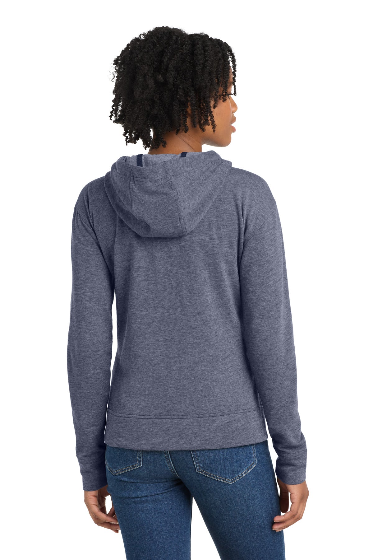 Sport-Tek  Women's PosiCharge  Tri-Blend Wicking Fleece Full-Zip Hooded Jacket - True Navy Heather