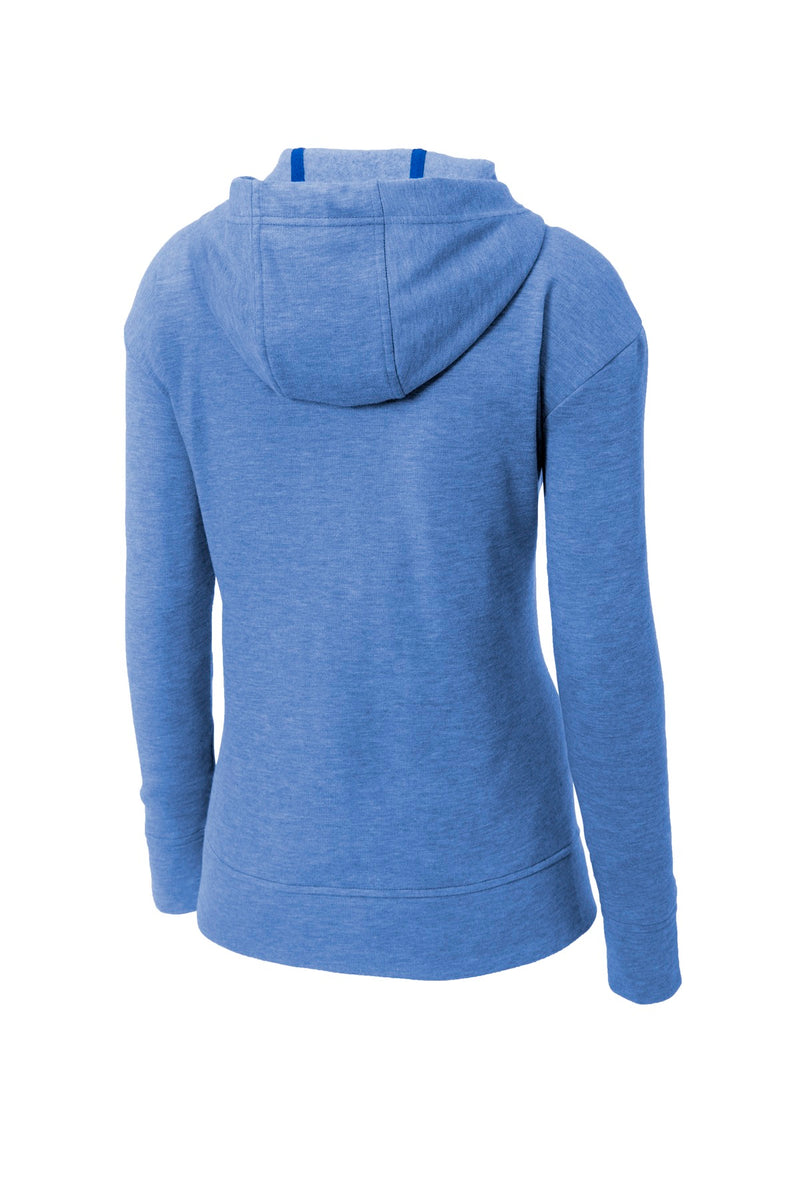 Sport-Tek  Women's PosiCharge  Tri-Blend Wicking Fleece Full-Zip Hooded Jacket - True Royal Heather