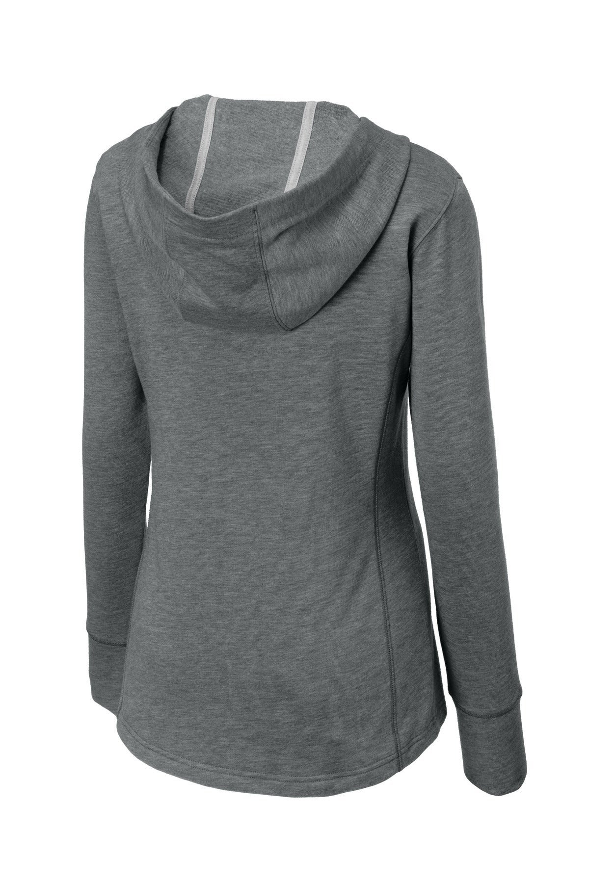 Sport-Tek  Women's PosiCharge  Tri-Blend Wicking Fleece Hooded Pullover - Dark Grey Heather
