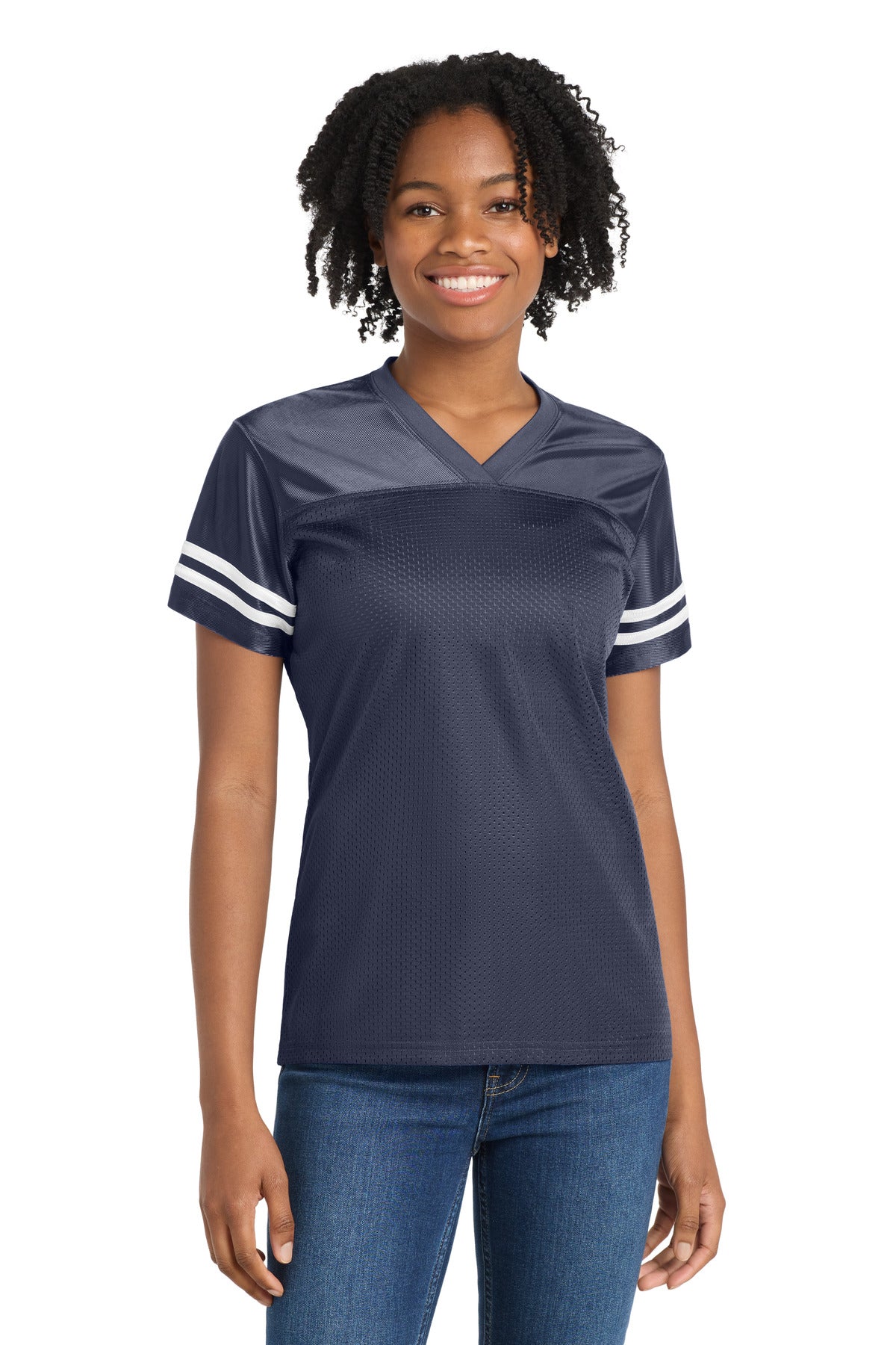 Sport-Tek Women's PosiCharge Replica Jersey - True Navy/ White
