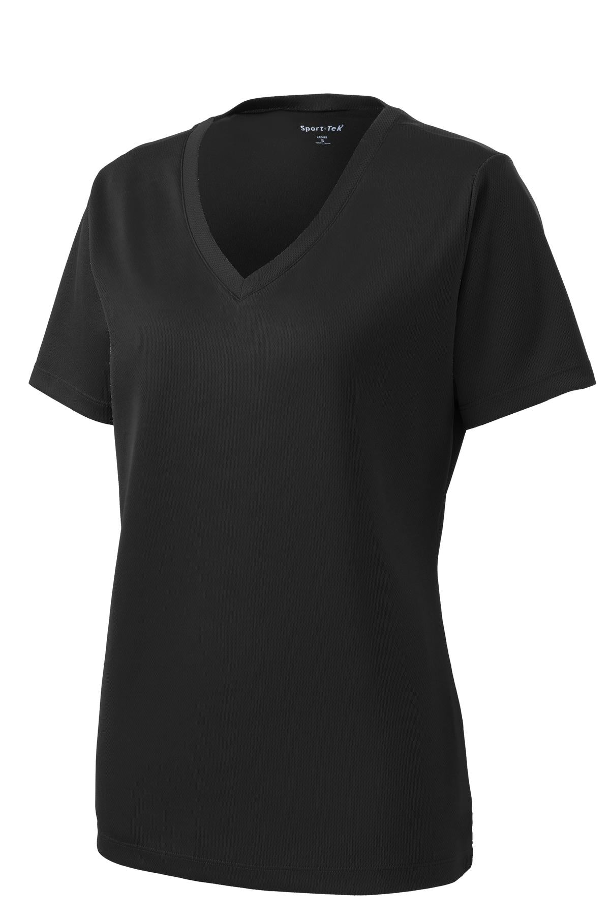 Sport-Tek Women's PosiCharge RacerMesh V-Neck Tee - Black