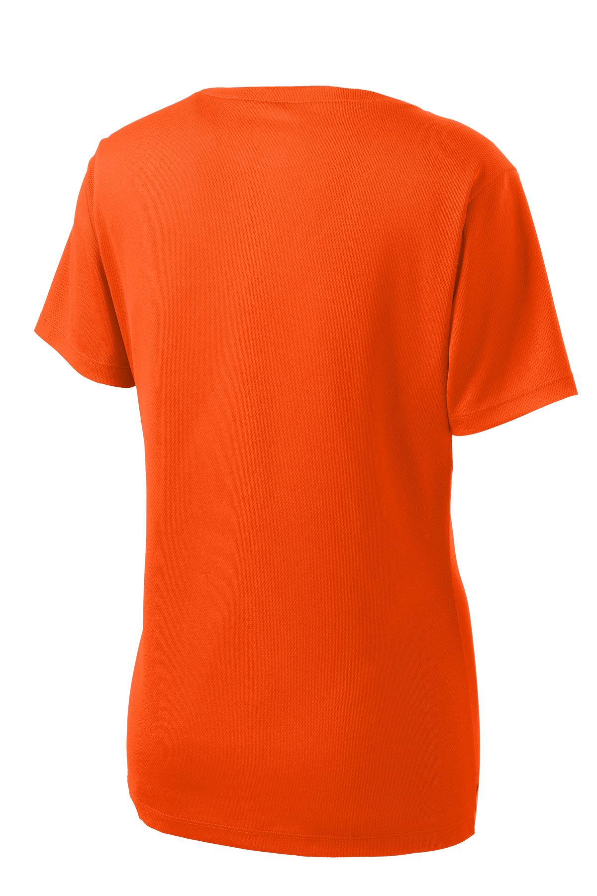 Sport-Tek Women's PosiCharge RacerMesh V-Neck Tee - Neon Orange