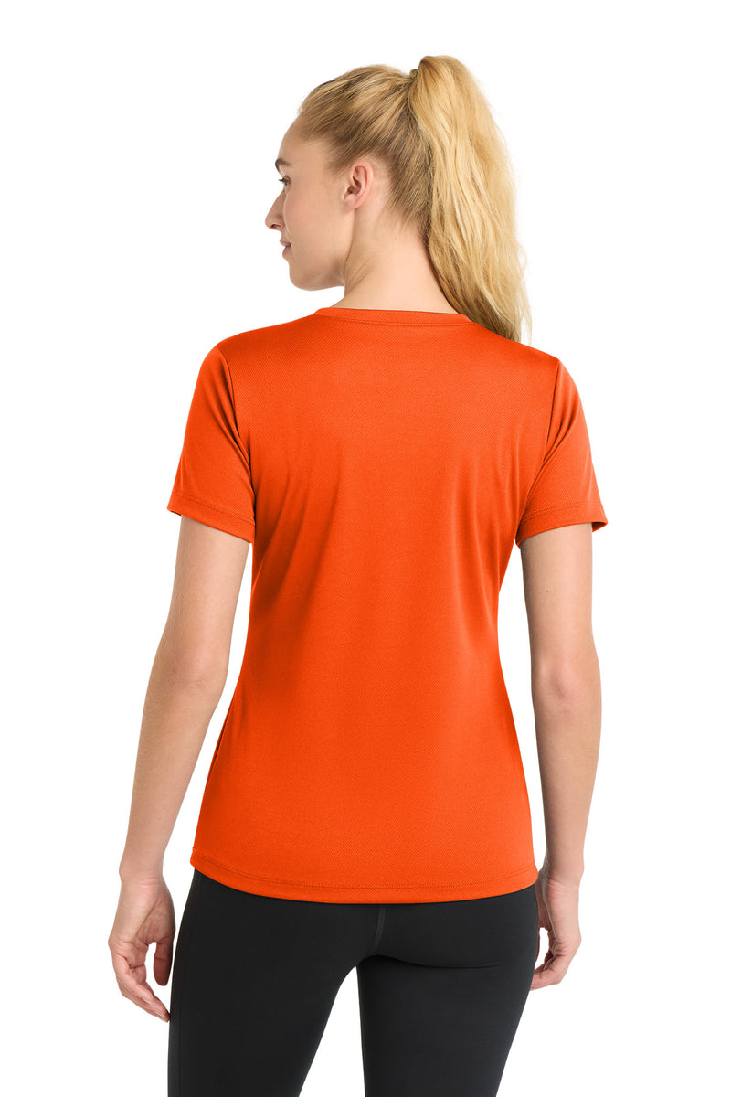 Sport-Tek Women's PosiCharge RacerMesh V-Neck Tee - Neon Orange