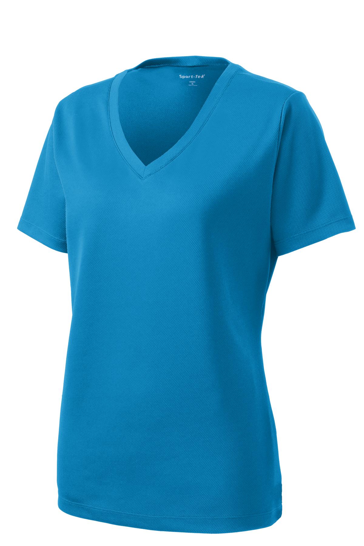Sport-Tek Women's PosiCharge RacerMesh V-Neck Tee - Pond Blue