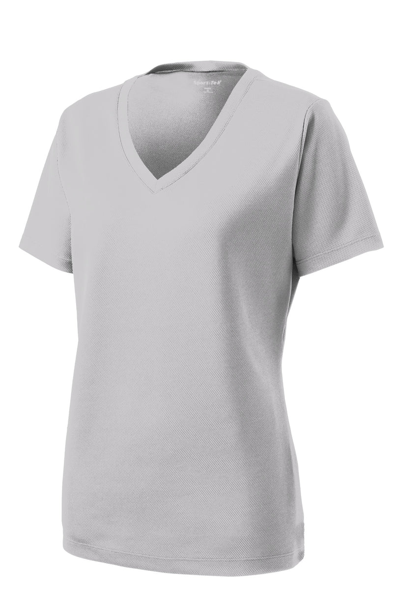 Sport-Tek Women's PosiCharge RacerMesh V-Neck Tee - Silver