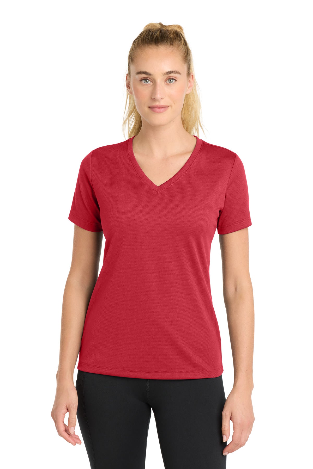 Sport-Tek Women's PosiCharge RacerMesh V-Neck Tee - True Red