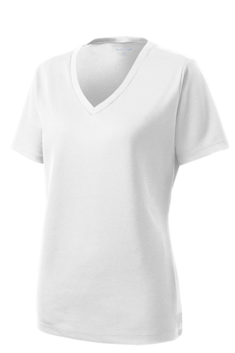Sport-Tek Women's PosiCharge RacerMesh V-Neck Tee - White