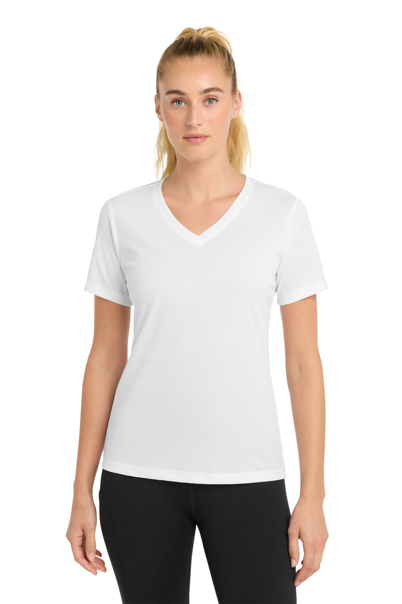 Sport-Tek Women's PosiCharge RacerMesh V-Neck Tee - White