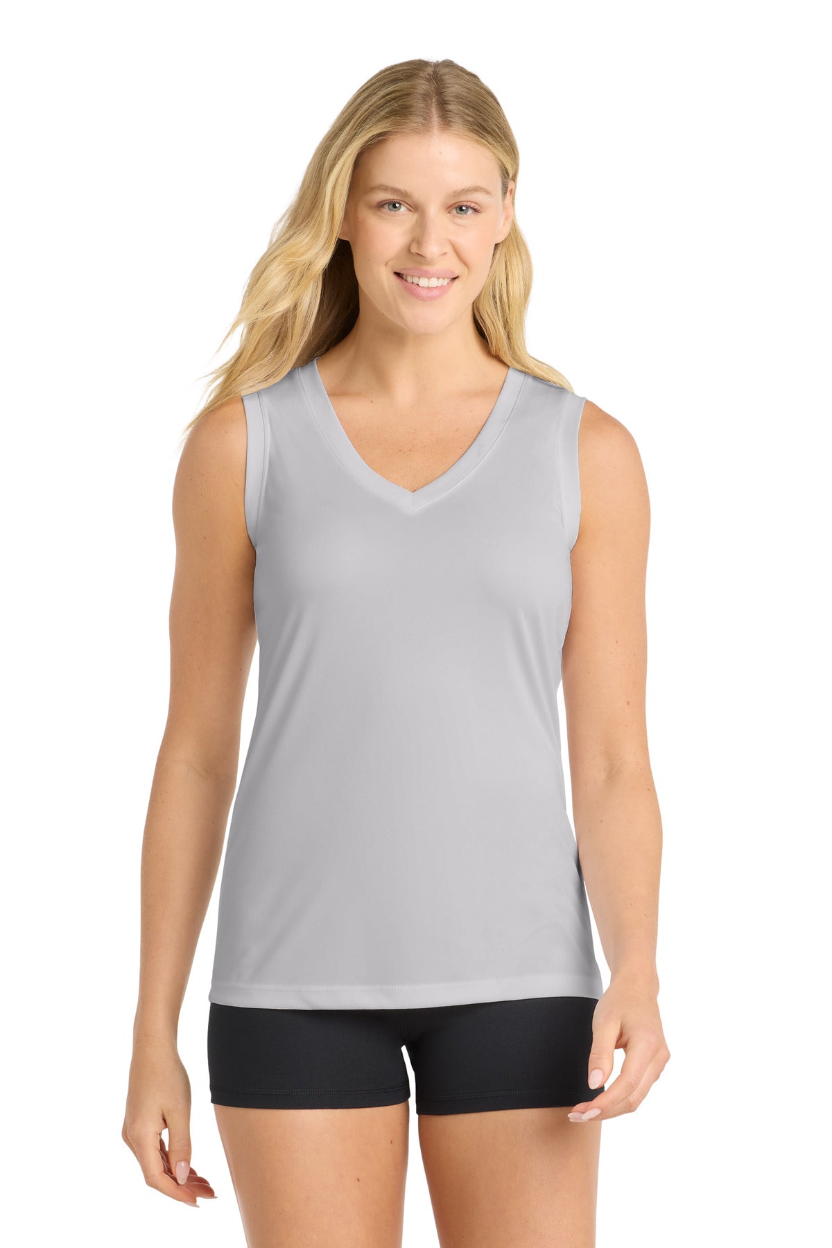 Sport-Tek Women's Sleeveless PosiCharge Competitor V-Neck Tee - Silver