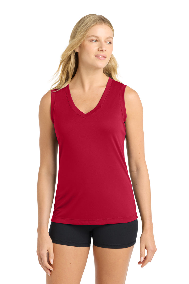 Sport-Tek Women's Sleeveless PosiCharge Competitor V-Neck Tee - True Red