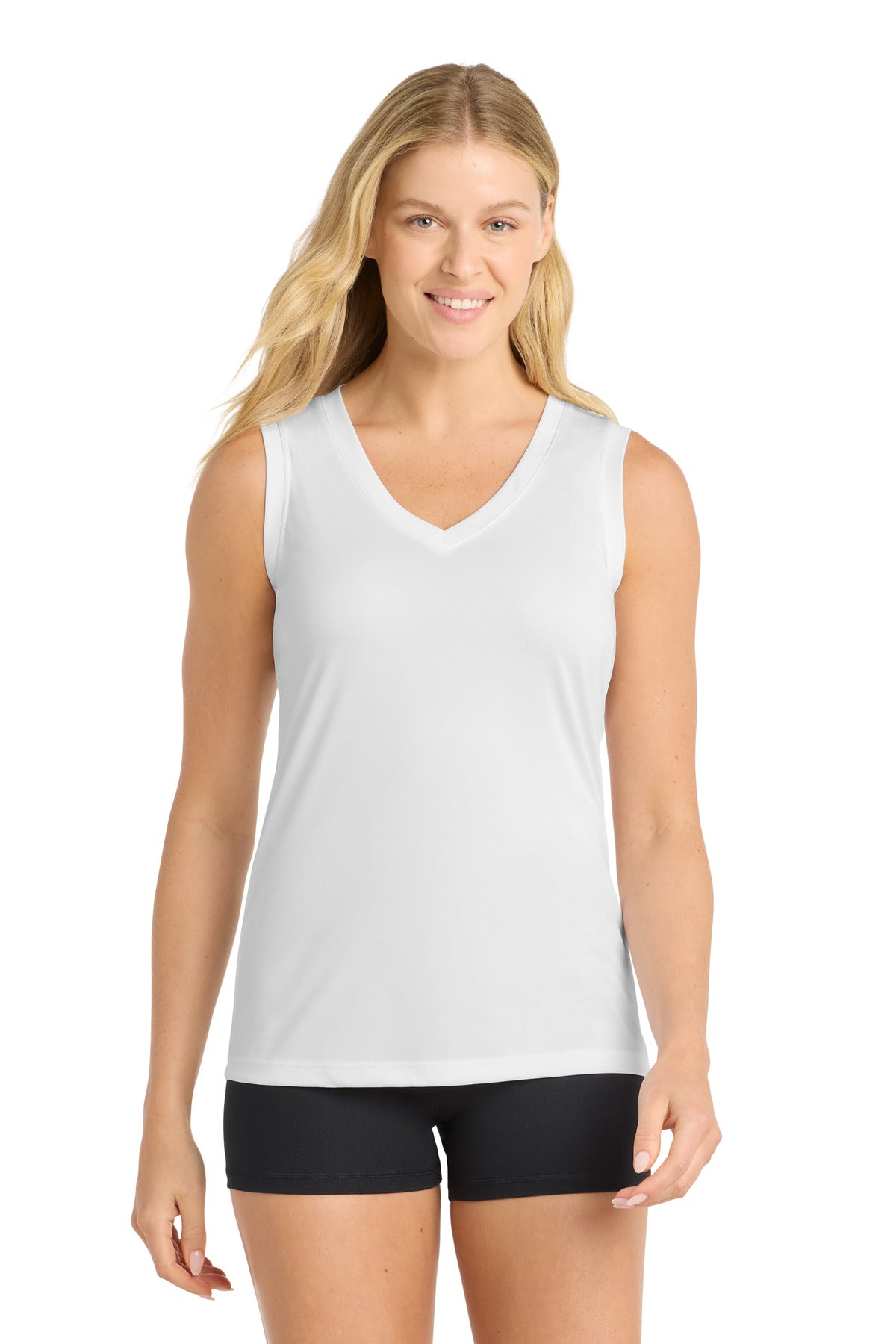 Sport-Tek Women's Sleeveless PosiCharge Competitor V-Neck Tee - White