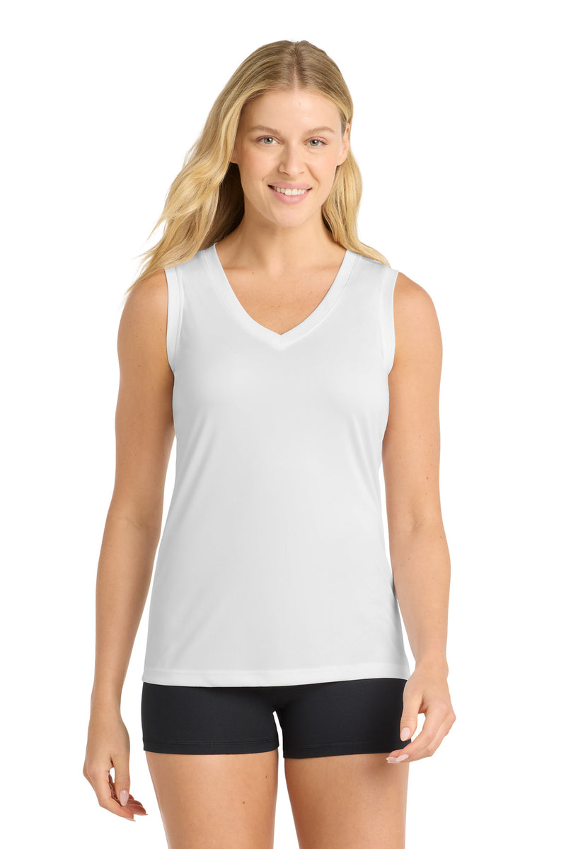 Sport-Tek Women's Sleeveless PosiCharge Competitor V-Neck Tee - White