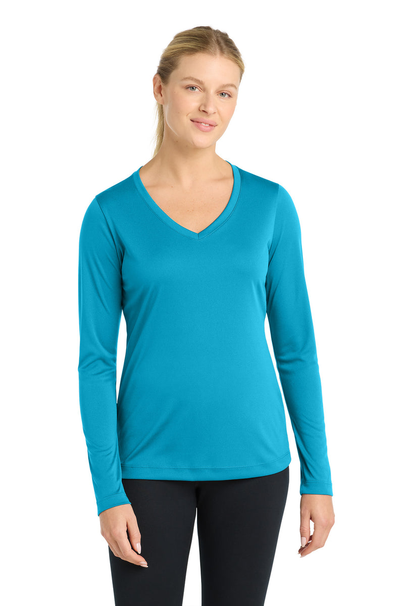 Sport-Tek Women's Long Sleeve PosiCharge Competitor V-Neck Tee - Atomic Blue