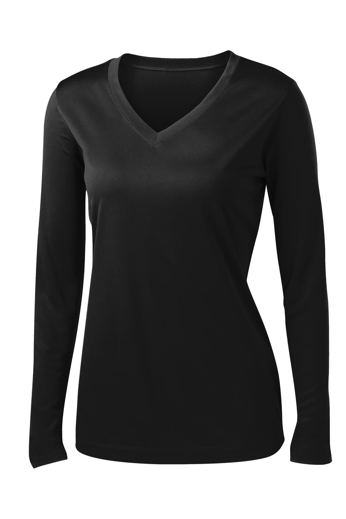 Sport-Tek Women's Long Sleeve PosiCharge Competitor V-Neck Tee - Black