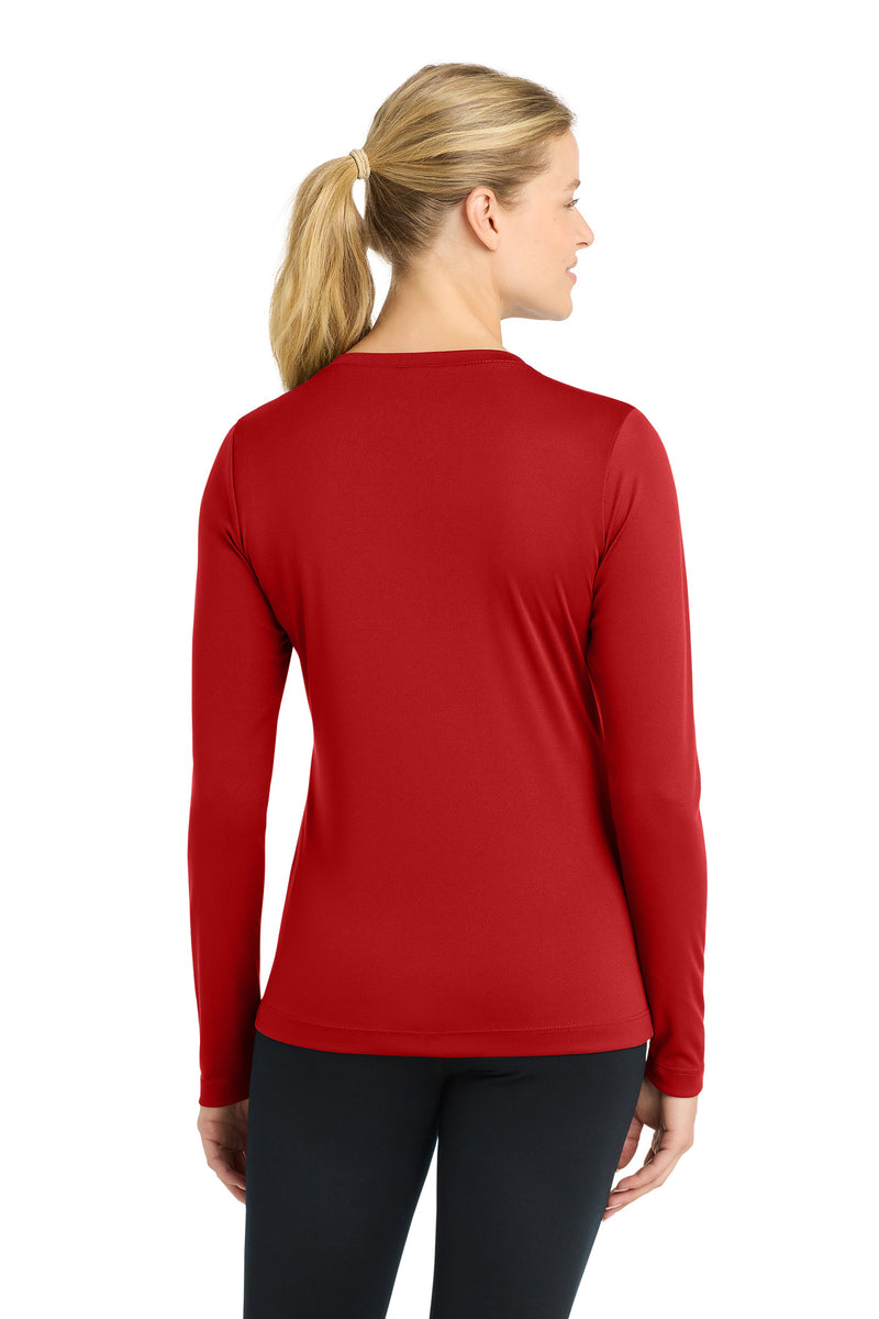 Sport-Tek Women's Long Sleeve PosiCharge Competitor V-Neck Tee - Deep Red