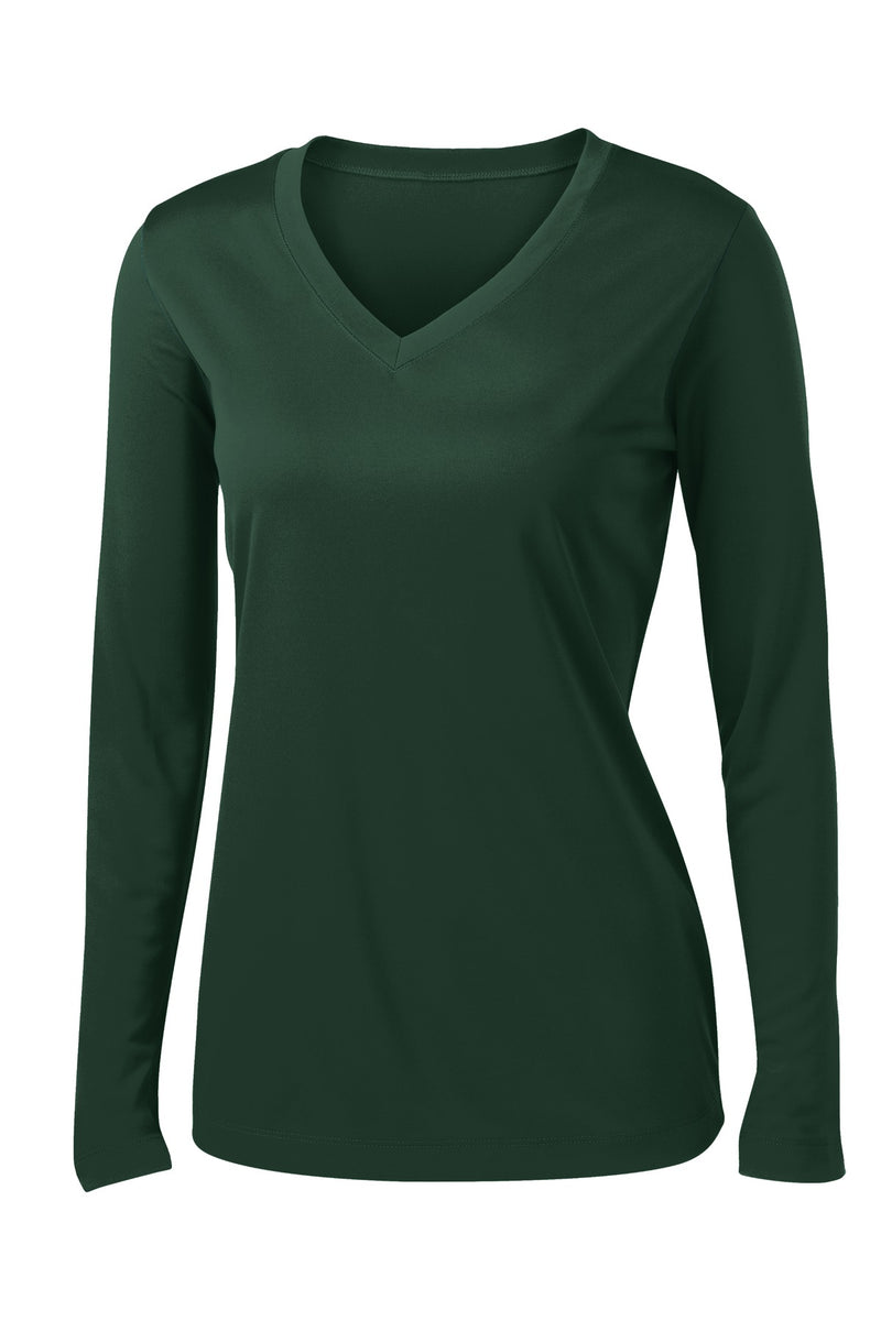 Sport-Tek Women's Long Sleeve PosiCharge Competitor V-Neck Tee - Forest Green