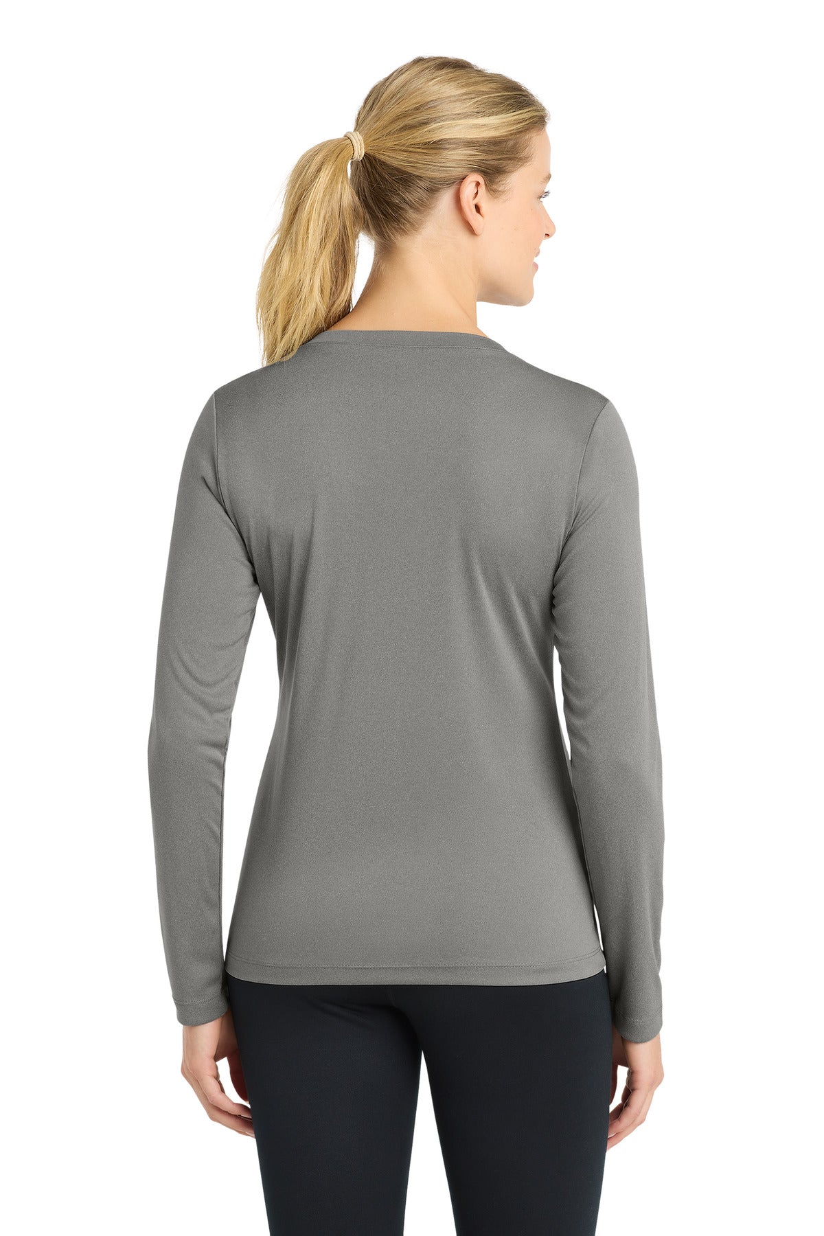 Sport-Tek Women's Long Sleeve PosiCharge Competitor V-Neck Tee - Grey Concrete Heather